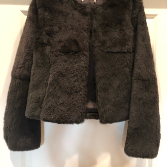 Theory Rabbit Fur Jacket Brown PREOWNED the tag is missing, manufacturer in coat - Picture 5 of 13